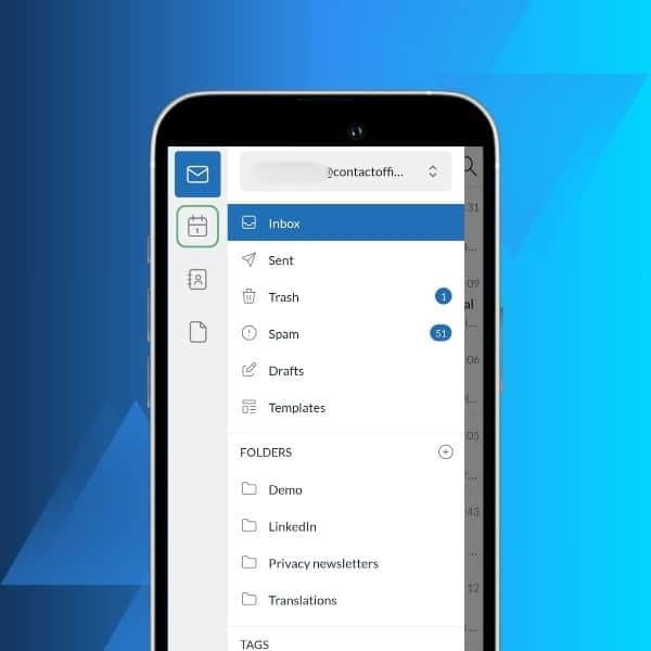 Accéder à l'application Calendrier de Mailfence
